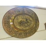 EMBOSSED BRASS WALLHANGING DEPICTING A TAVERN SCENE (AF)