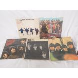 FIVE BEATLES VINYL LPS: HELP, SERGEANT PEPPERS LONELY HEART CLUB BAND, RUBBER SOUL, WITH THE BEATLES