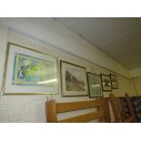 FIVE FRAMED AND GLAZED PRINTS