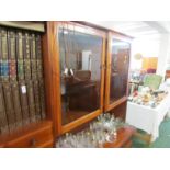 WOOD VENEERED GLAZED AND ILLUMINATED LOUNGE DRESSER WITH FALL FRONT COMPARTMENT AND DRAWERS AND