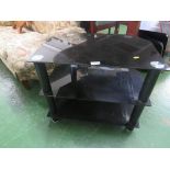 BLACK GLASS THREE-TIER TELEVISION STAND