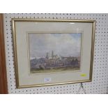 FRAMED AND GLAZED WATERCOLOUR OF LINCOLN SIGNED L ROOPE LOWER RIGHT