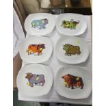 SET OF SIX ENGLISH IRON STONE POTTERY LIMITED BEEFEATER PLATES