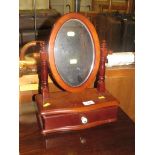 WOOD VENEERED JEWELLERY BOX WITH OVAL SWING MIRROR AND SINGLE DRAWER