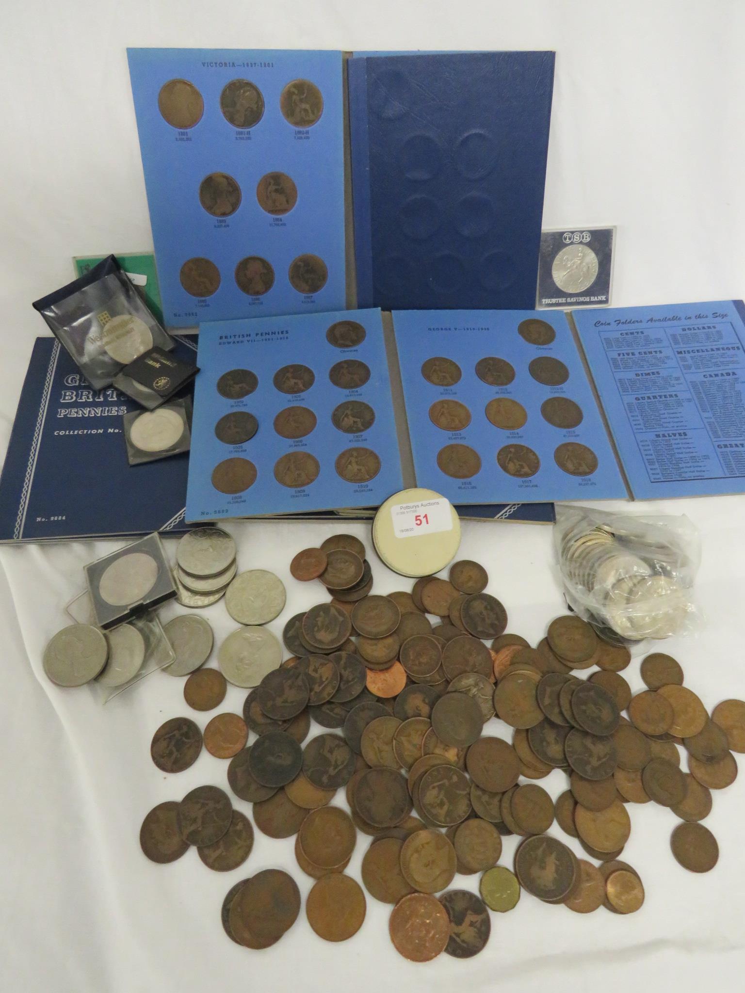 QUANTITY OF BRITISH COINAGE INCLUDING COMMEMORATIVE CROWNS, GREAT BRITAINS HALF PENNY COLLECTION