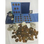 QUANTITY OF BRITISH COINAGE INCLUDING COMMEMORATIVE CROWNS, GREAT BRITAINS HALF PENNY COLLECTION