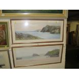 TWO COASTAL LANDSCAPE PAINTINGS IN GOUACHE, SIGNED R D SHERRIN, EACH FRAMED AND GLAZED