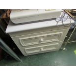 WHITE MELAMINE TWO-DRAWER BEDSIDE