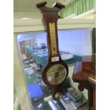 WOODEN MOUNTED BAROMETER THERMOMETER