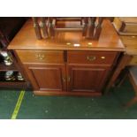 YOUNGER FURNITURE MAHOGANY VENEERED TWO-DOOR CUPBOARD WITH TWO DRAWERS TO ITS TOP