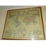 FRAMED AND GLAZED REPRODUCTION WORLD MAP