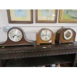 THREE WOODEN CASED CHIMING MANTLECLOCKS (AF)