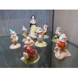 ROYAL DOULTON SNOW WHITE AND THE SEVEN DWARVES CERAMIC FIGURINES