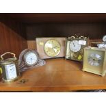 WATERFORD CRYSTAL MANTLECLOCK, BRASS CASED CARRIAGE CLOCK AND OTHER MANTLECLOCKS