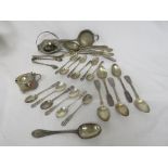 SIX SILVER COFFEE SPOONS WITH PIERCED TERMINALS, SIX VICTORIAN SILVER TEASPOONS, AND A SILVER