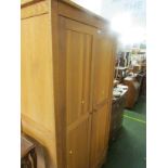 MODERN LIGHT OAK TWO-DOOR WARDROBE WITH SINGLE DRAWER TO BASE