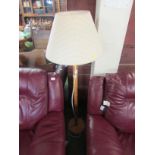 LIGHT WOOD STANDARD LAMP WITH SHADE TOGETHER WITH A TABLE LAMP