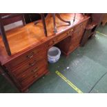 YEW VENEER NINE-DRAWER DESK WITH METAL HANDLES