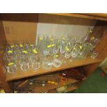 ONE SHELF OF MIXED DRINKING GLASSES