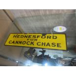 VINTAGE ENAMELED SIGN, HEDNESFORD FOR CANNOCK CHASE