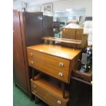 WOOD VENEERED TWO-DRAWER DRESSING CHEST WITH MIRROR, AND A MATCHING TWO-DRAWER CHEST