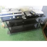 THREE-TIER BLACK GLASS TELEVISION STAND