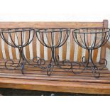 THREE METAL WIRE PLANT STANDS