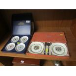 BOXED SET OF FOUR ROYAL WORCESTER COASTERS, BOXED PALLISY CONTESSA CHINA SET