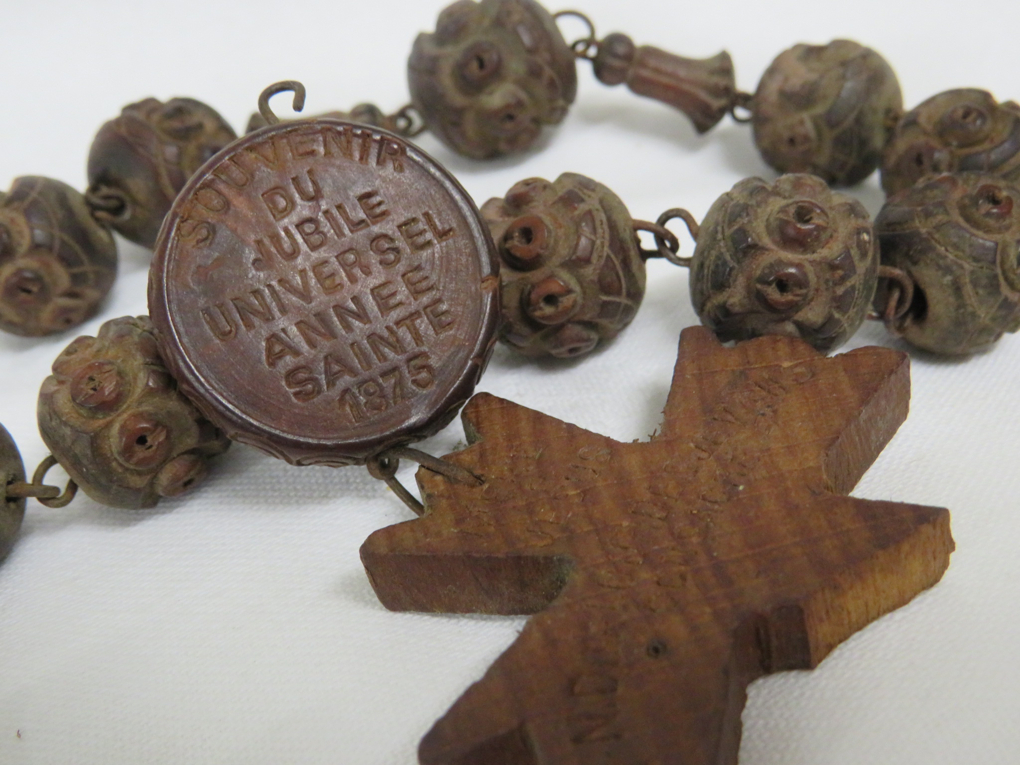 THIRTY-SEVEN HAND CARVED LOURDES BEADS AND PENDANT DATED 1875 - Image 2 of 2