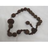 SEVENTEEN HAND CARVED LOURDES BEADS AND PENDANT DATED 1875