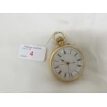 18 CARAT GOLD REPEATER OPEN FACE POCKET WATCH, ROMAN CHAPTER WITH OUTER CHAPTER NUMBERED AT FIVE