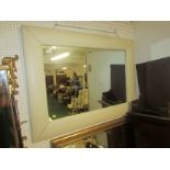 RECTANGULAR WALL MIRROR WITH BEIGE LEATHERETTE FRAME