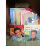 BOX OF 1960S VINYL 45 RPM RECORDS, MOST IN ORIGINAL SLEEVES, INCLUDING GENE VINCENT, CRICKETS, ELVIS