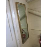 LONG RECTANGULAR BEVELLED WALL MIRROR IN GILT EFFECT FRAME