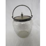 CUT GLASS BISCUIT BARREL WITH SILVER PLATED LID WITH 1914 BRIGHTON COLLEGE SPORTS ENGRAVING TO R S
