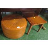 VINTAGE VINYL FOOTSTOOL, AND OCCASIONAL TABLE