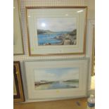 TWO FRAMED AND GLAZED COASTAL WATERCOLOURS SIGNED JOHN HEYWOOD