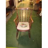 ELM FRAMED STICK BACK ARMCHAIR WITH CUSHION