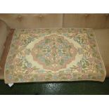 DECORATIVE CHAIN STITCH WOVEN WOOLEN COVERING WITH FLORAL DESIGN (86 X 57 CM)