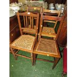 FOUR ASSORTED SIDE CHAIRS WITH CANE SEATS