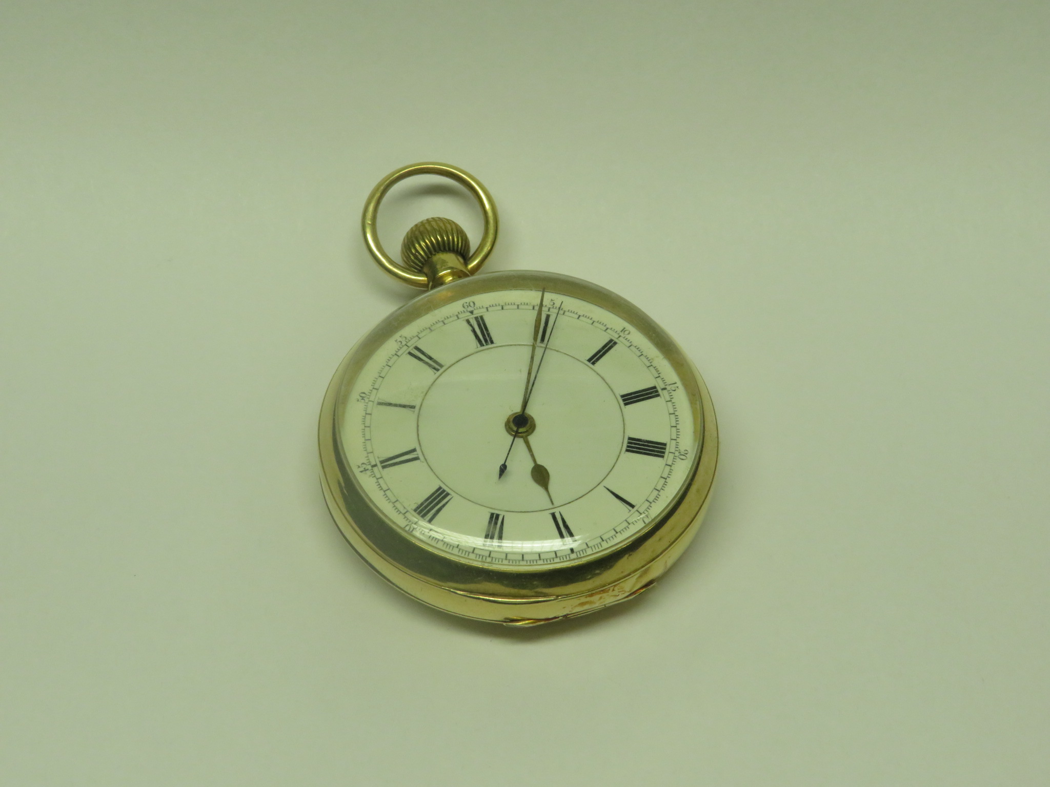 18 CARAT GOLD REPEATER OPEN FACE POCKET WATCH, ROMAN CHAPTER WITH OUTER CHAPTER NUMBERED AT FIVE - Image 3 of 4