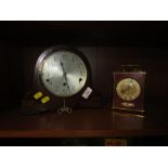 OAK CASED CHIMING MANTLE CLOCK, AND A BENTIMA QUARTZ MANTLE CLOCK