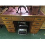PHELPS LIMITED NINE-DRAWER DESK WITH LEATHER SCRIBER
