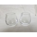 PAIR OF SMALL GLASS VASES ENGRAVED WITH BIRDS, NUMBERED AND INITIALLED