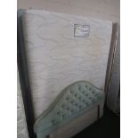 DOUBLE DIVAN BED WITH SLUMBER LAND MATTRESS, AND UPHOLSTERED HEADBOARD