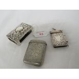 SILVER MATCHBOX HOLDER (0.75 OZT), SILVER PLATED MATCH VESTA, AND A SILVER-PLATED NOTEBOOK AND