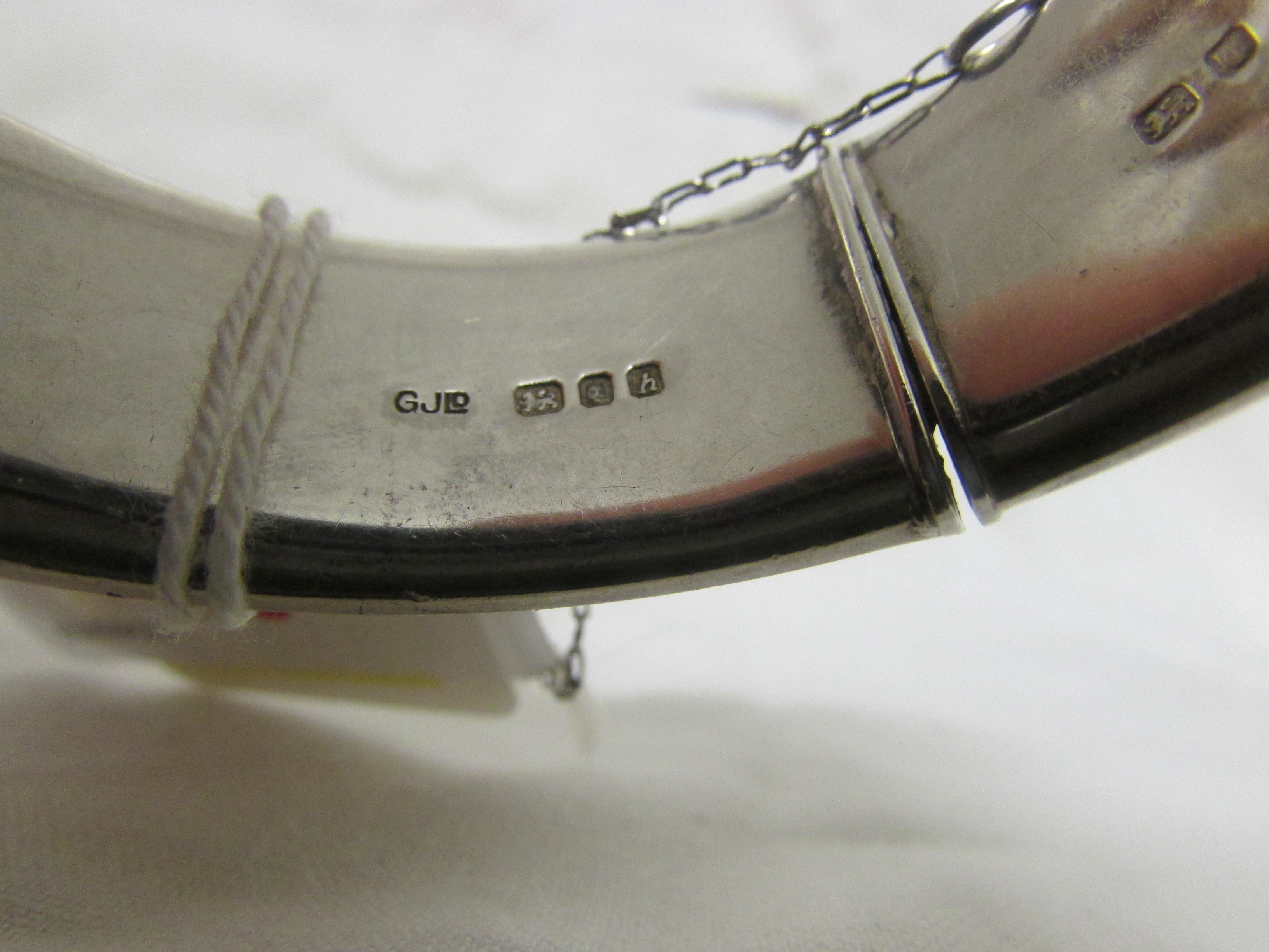GEORG JENSEN SILVER HALF-ENGRAVED BANGLE WITH SAFETY CHAIN, MARKS FOR LONDON, 1963 AND MAKER'S - Image 3 of 3
