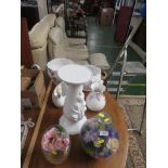 CERAMIC POT STAND, FLORAL CERAMIC PLANTERS AND FAUX FLOWER DECORATIONS