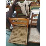 PAIR OF HONEY PINE STRING-SEATED CHAIRS