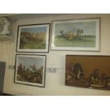 THREE HORSE RACING AND HUNTING PRINTS AFTER SIR ALFRED MUNNINGS, EACH FRAMED AND GLAZED